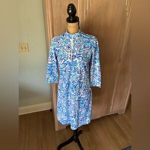 Katherine Way Doral golf dress sz Small Marrakesh Blue atheisure SPF Lilly